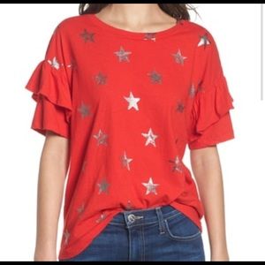 Current Elliot Ruffle Roadie Star Print Tee Sz 2